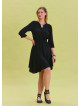 Black Midi Dress with Judge Collar and Button Detail 4463